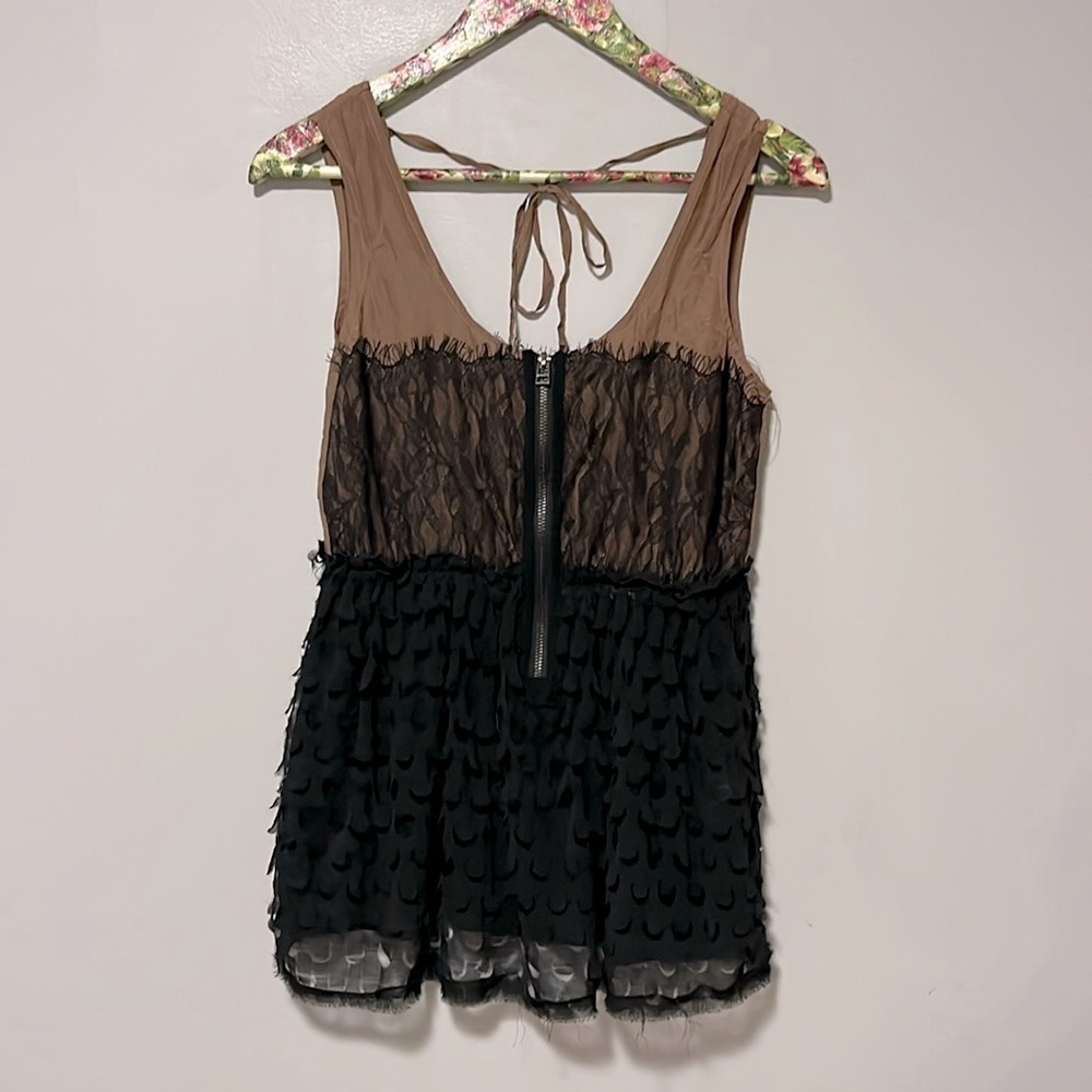 Y2K Miss me long flowey tank silk and lace blend small